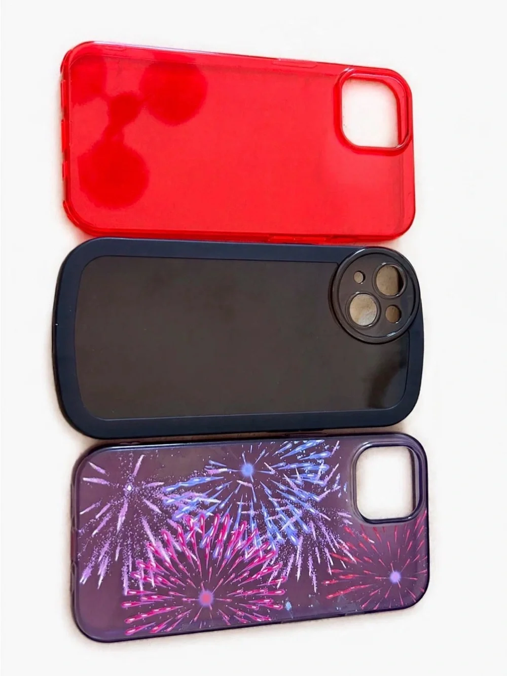 Apple iPhone Case Bundle with Red, Black, and Purple Fireworks Designs